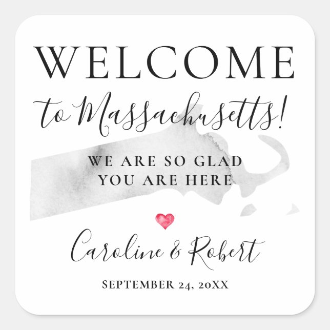 Sticker Carré Mariage Destination Bienvenue Invités Favoriser Ca (Devant)