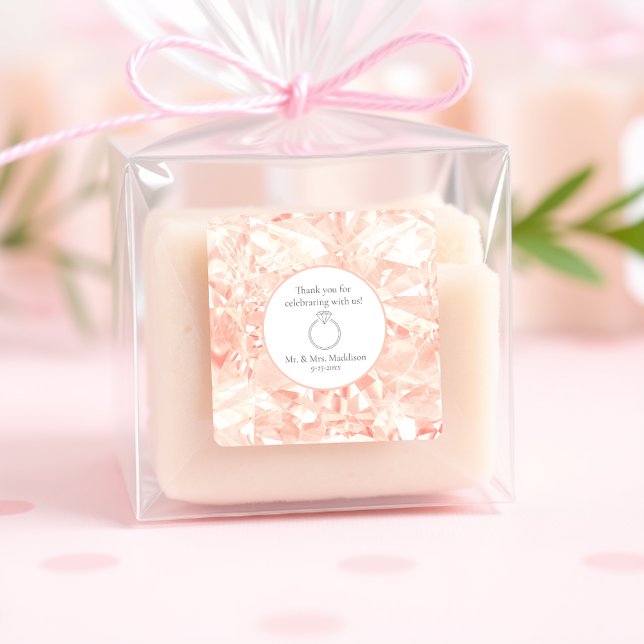 Sticker Carré Mariage d'illusion Blush Rose Gemstone (Créateur téléchargé)