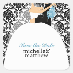 Sticker Carré Mariage d'illustration de mariée et de chambre