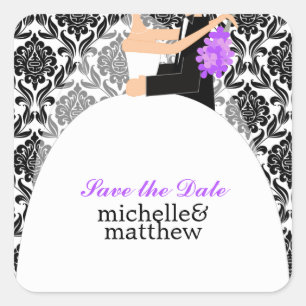 Sticker Carré Mariage d'illustration de mariée et de chambre
