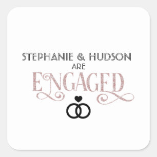 Sticker Carré mariage, douche nuptiale, Engagé, Partie d'engagem