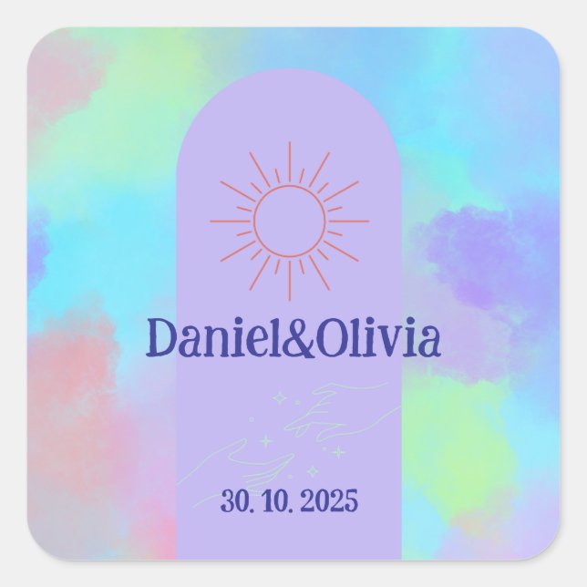 Sticker Carré Mariage doux violet profond (Devant)