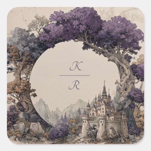 Sticker Carré Mariage du château de Cercle enchanté (Devant)