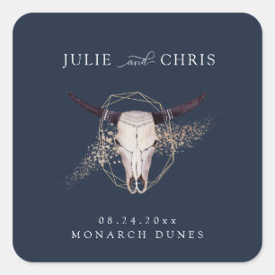 Sticker Carré Mariage du crâne Boho Chic Steer