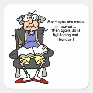 Sticker Carré Mariage, Éclair, Humour tonnerre