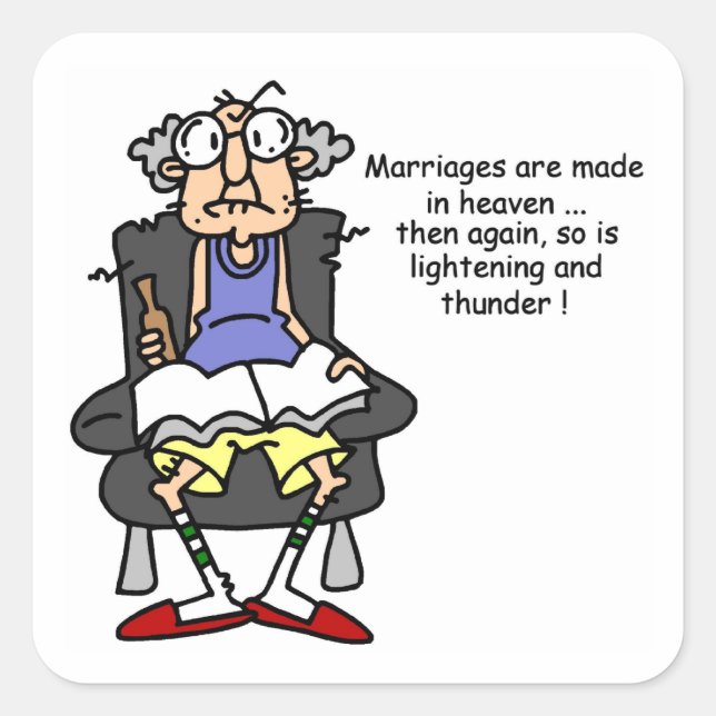 Sticker Carré Mariage, Éclair, Humour tonnerre (Devant)