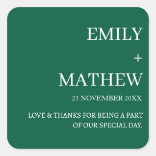 STICKER CARRÉ MARIAGE ÉLÉGANT CLASSIQUE MODERNE PERSONNALISÉ STY