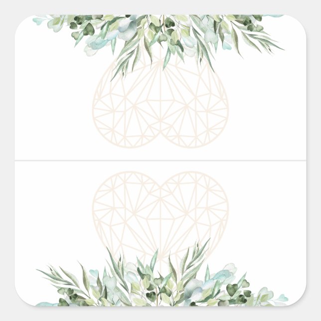 Sticker Carré Mariage Élégant Coeur Foliage Divider onglets (Devant)