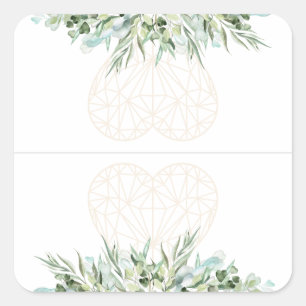 Sticker Carré Mariage Élégant Coeur Foliage Divider onglets