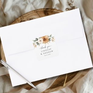 Sticker Carré Mariage élégant cuivre et blanc terreux