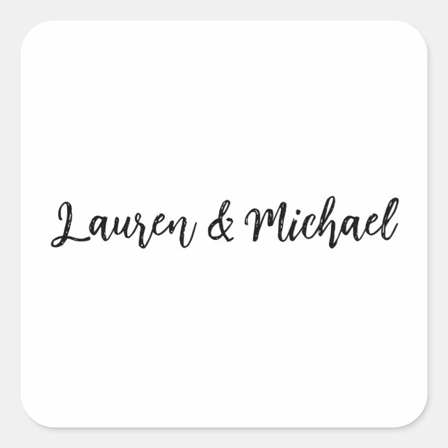 Sticker Carré Mariage Élégant minimaliste classique noir blanc (Devant)