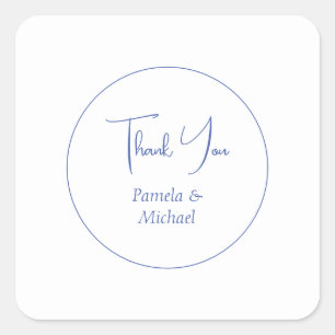 Sticker Carré Mariage Élégant minimaliste Merci classique