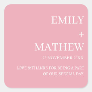 STICKER CARRÉ MARIAGE ÉLÉGANT MODERNE PERSONNALISÉ CLASSIQUE STY