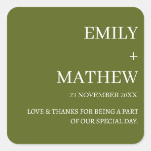 STICKER CARRÉ MARIAGE ÉLÉGANT MODERNE PERSONNALISÉ CLASSIQUE STY
