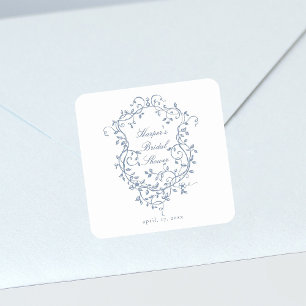 Sticker Carré Mariage élégant victorien français bleu