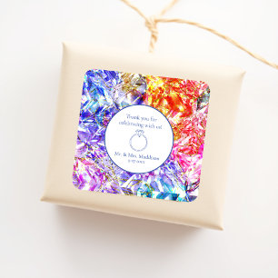 Sticker Carré Mariage en pierre de cristal de couleur diamant