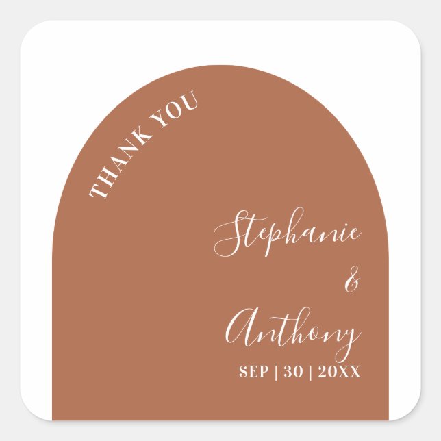 Sticker Carré Mariage en terre cuite et arche blanche (Devant)