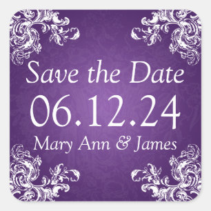 Sticker Carré Mariage Enregistrer La Date Vintage Frotles 2 Viol