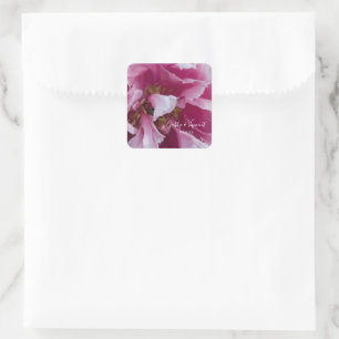 Sticker Carré Mariage Enveloppe rose Peony