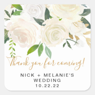 Sticker Carré Mariage floral blanc merci pour l'sticker