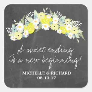 Sticker Carré Mariage floral de guirlande de tableau