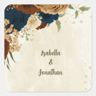 Sticker Carré mariage floral de terre cuite