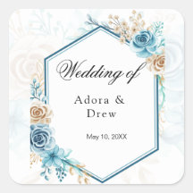 Mariage Floral Élégant Bleu Beige