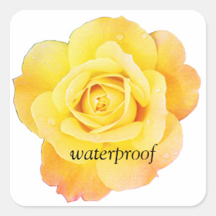 Sticker Carré Mariage floral rose jaune étanche