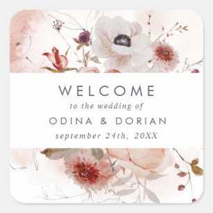 Sticker Carré Mariage floral simple accueil