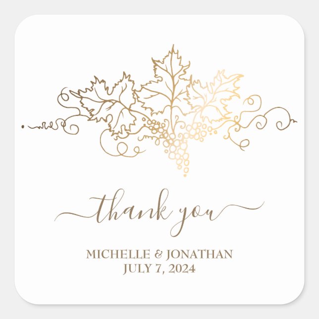 Sticker Carré Mariage Golden Vineyard Favor (Devant)