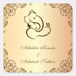 Sticker Carré Mariage hindou Ganapati