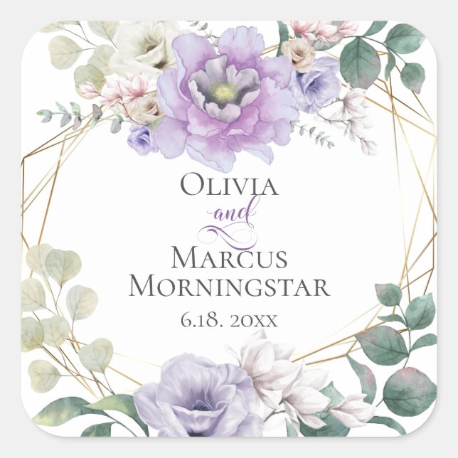 Sticker Carré Mariage Lavender Peony Alabaster Magnolia (Devant)