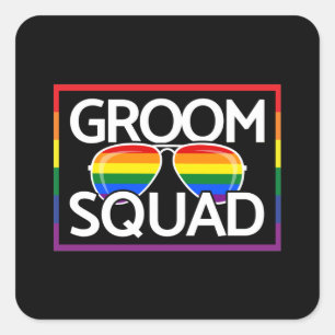 Sticker Carré Mariage LGBTQ Fierté Gay Équipe des Mariés