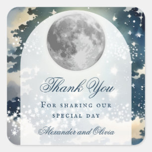 Sticker Carré Mariage lunaire de nuit