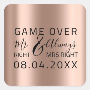 Sticker Carré Mariage maigre, M. Right Toujours Mme Bon Jeu