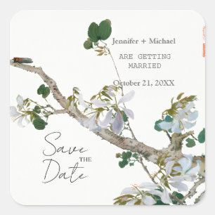 Sticker Carré Mariage mariage Calligraphie minimaliste Florale