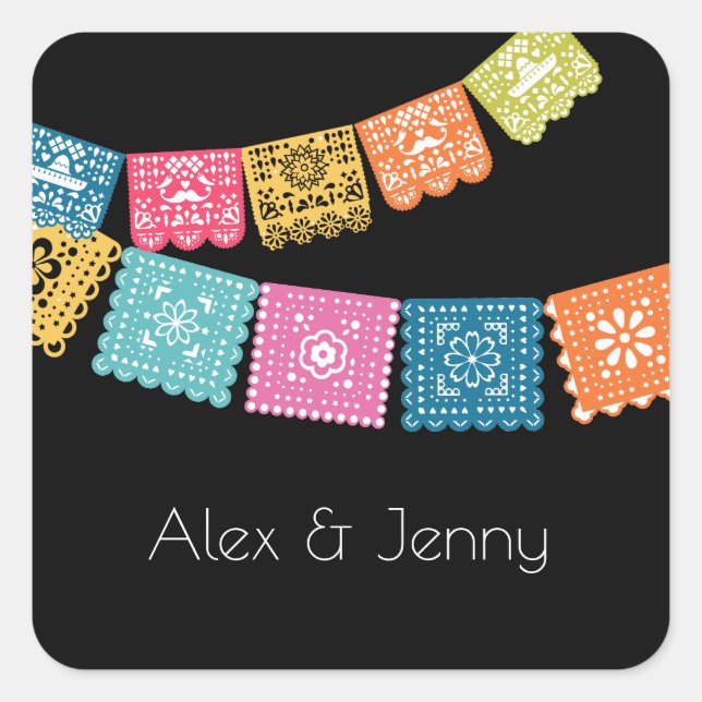 Sticker Carré Mariage - Mariage Papel Picado Mariage Faveur (Devant)
