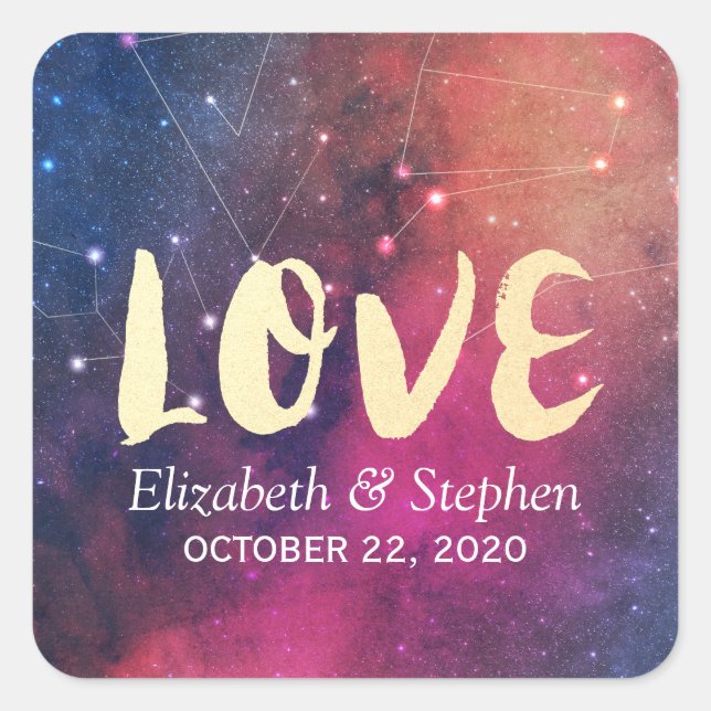 Sticker Carré Mariage Merci Galaxy Star Nebula Constellation (Devant)