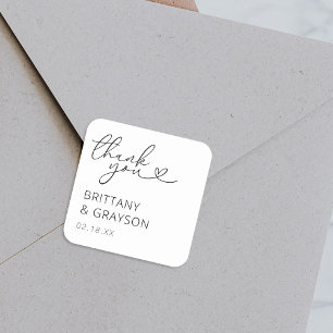 Sticker Carré Mariage Merci simple