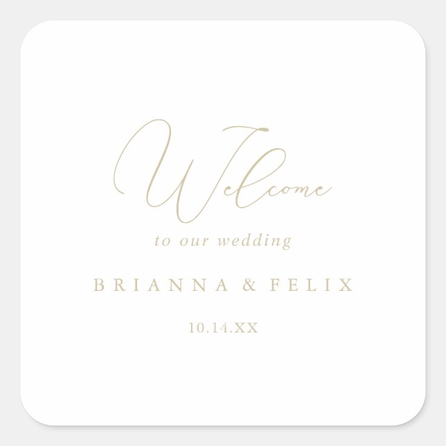 Sticker Carré Mariage minimaliste Gold Classy Chic (Devant)