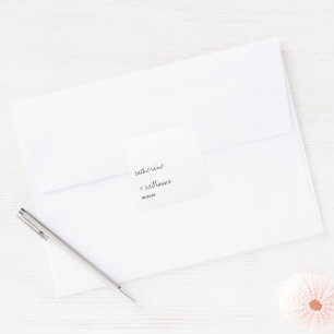 Sticker Carré Mariage minimaliste moderne noir et blanc écriture