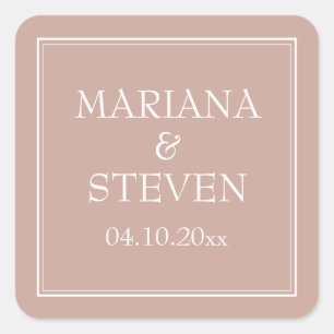 Sticker Carré Mariage minimaliste moderne rose
