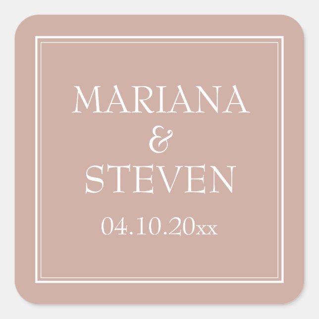 Sticker Carré Mariage minimaliste rose moderne (Devant)