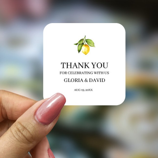 Sticker Carré Mariage Moderne au Citron Jaune (Créateur téléchargé)