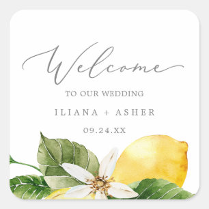 Sticker Carré Mariage moderne Lemon Garden Welcome