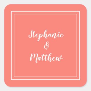 Sticker Carré Mariage moderne minimaliste Corail Favoriser le Me