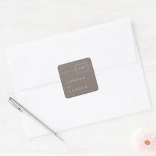 Sticker Carré Mariage Monogramme minimaliste moderne
