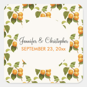 Sticker Carré Mariage Motif vintage Orange Apricots