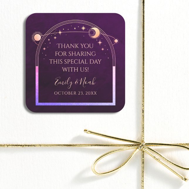 Sticker Carré Mariage mystique arc-en-ciel Plum profond Sun Moon (Créateur téléchargé)