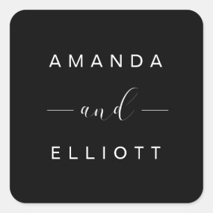 Sticker Carré Mariage noir couleur simple